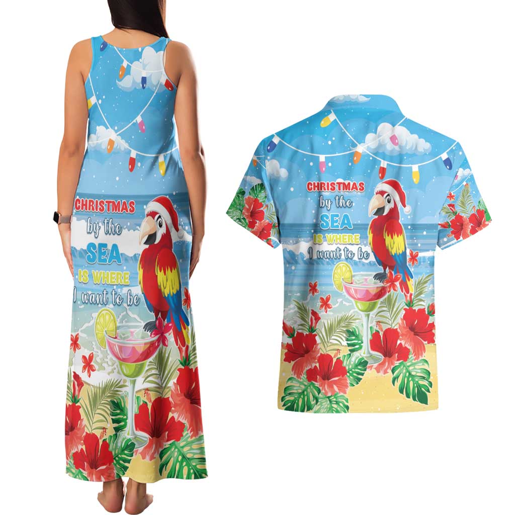 Hawaii Christmas Couples Matching Tank Maxi Dress and Hawaiian Shirt Funny Macaw Parrot Tropical Vibe LT05 - Polynesian Pride