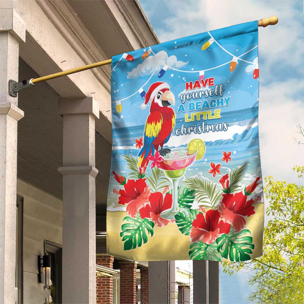 Hawaii Christmas Garden Flag Funny Macaw Parrot Tropical Vibe