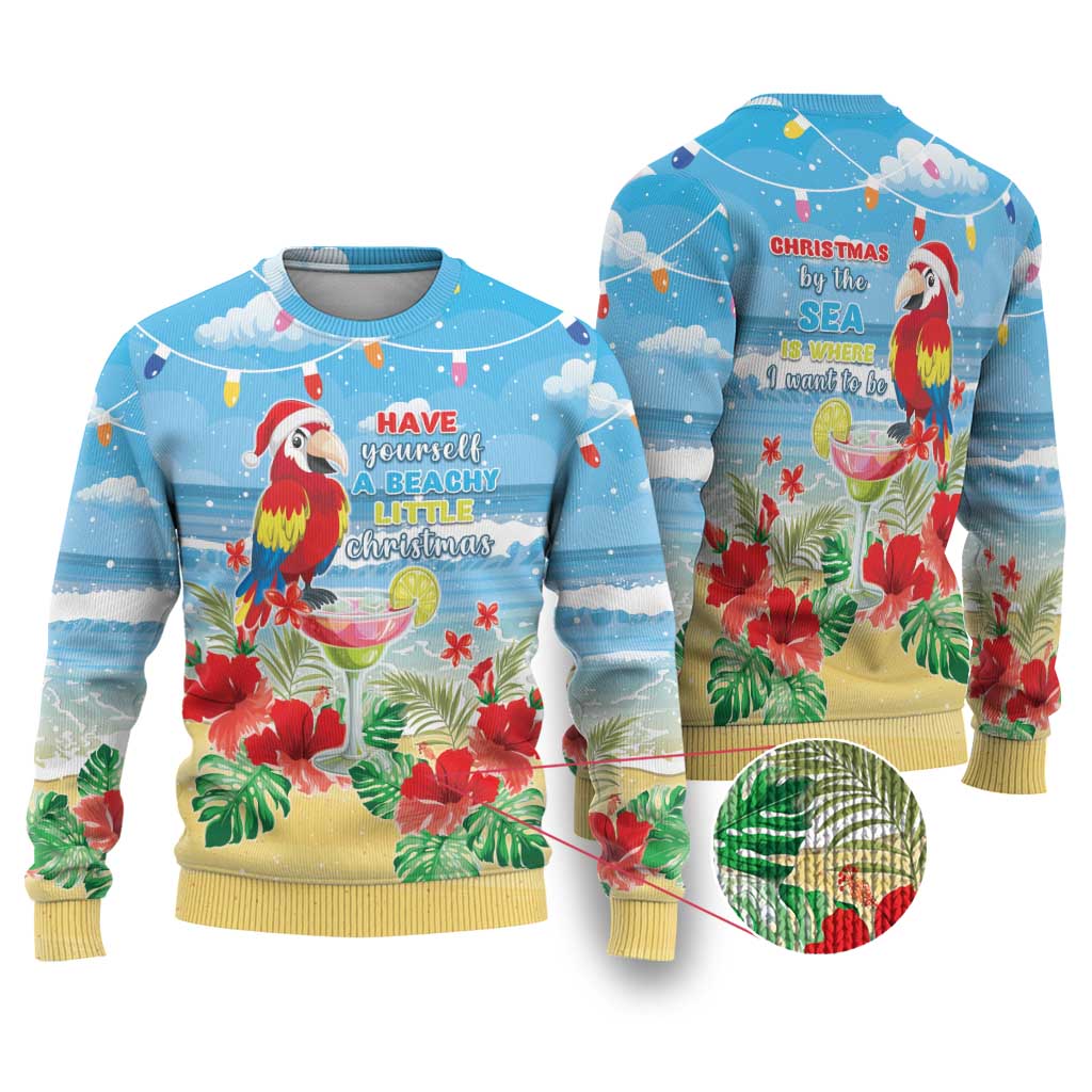 Hawaii Christmas Ugly Christmas Sweater Funny Macaw Parrot Tropical Vibe