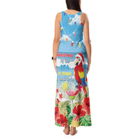 Hawaii Christmas Tank Maxi Dress Funny Macaw Parrot Tropical Vibe