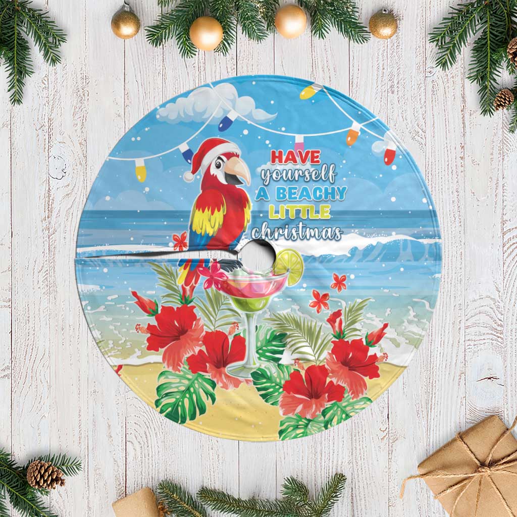 Hawaii Christmas Tree Skirt Funny Macaw Parrot Tropical Vibe LT05 Casual Blue - Polynesian Pride