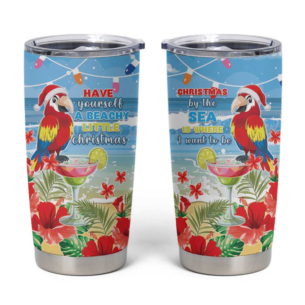 Hawaii Christmas Tumbler Cup Funny Macaw Parrot Tropical Vibe