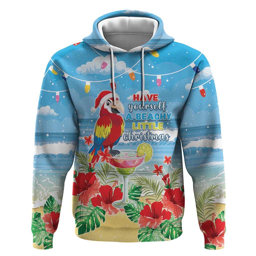 Hawaii Christmas Zip Hoodie Funny Macaw Parrot Tropical Vibe