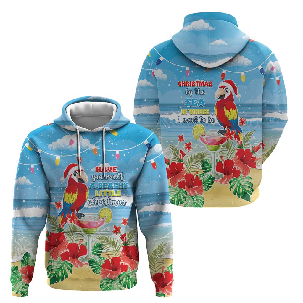 Hawaii Christmas Zip Hoodie Funny Macaw Parrot Tropical Vibe