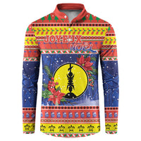 New Caledonia Christmas Button Sweatshirt Kanaky Poinsettia Joyeux Noel LT05 Red - Polynesian Pride