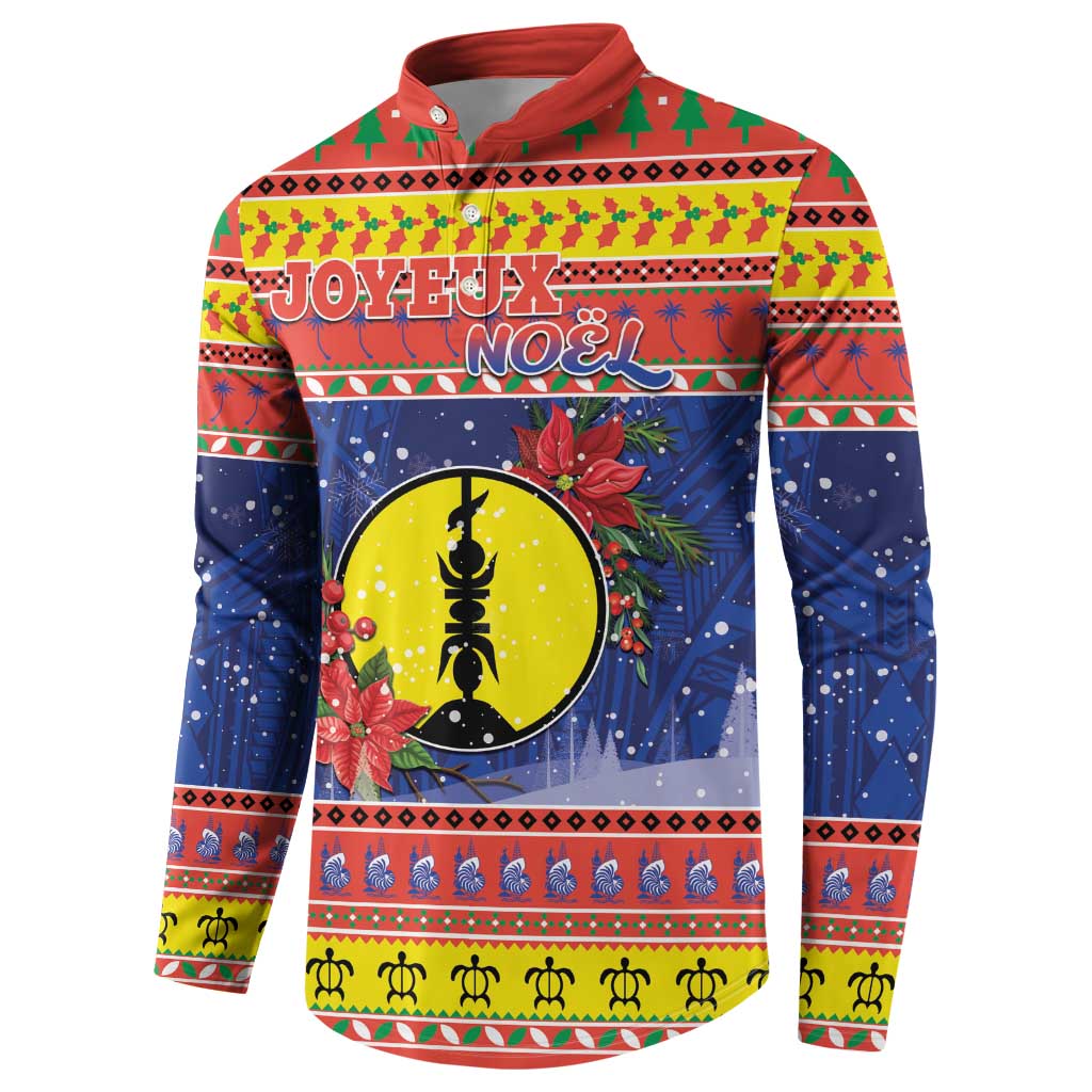 New Caledonia Christmas Button Sweatshirt Kanaky Poinsettia Joyeux Noel LT05 - Polynesian Pride