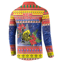 New Caledonia Christmas Button Sweatshirt Kanaky Poinsettia Joyeux Noel LT05 - Polynesian Pride