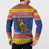 New Caledonia Christmas Button Sweatshirt Kanaky Poinsettia Joyeux Noel LT05 - Polynesian Pride
