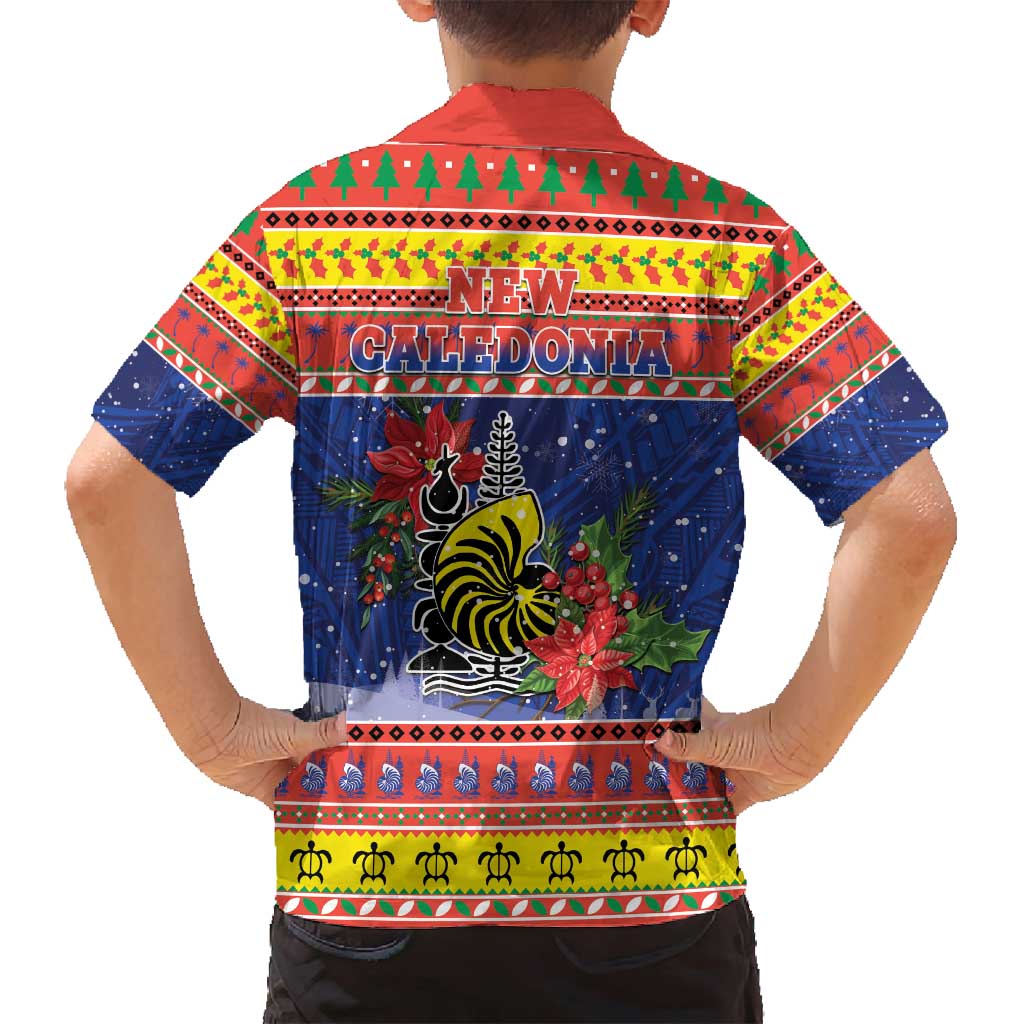 New Caledonia Christmas Family Matching Off Shoulder Maxi Dress and Hawaiian Shirt Kanaky Poinsettia Joyeux Noel LT05 - Polynesian Pride