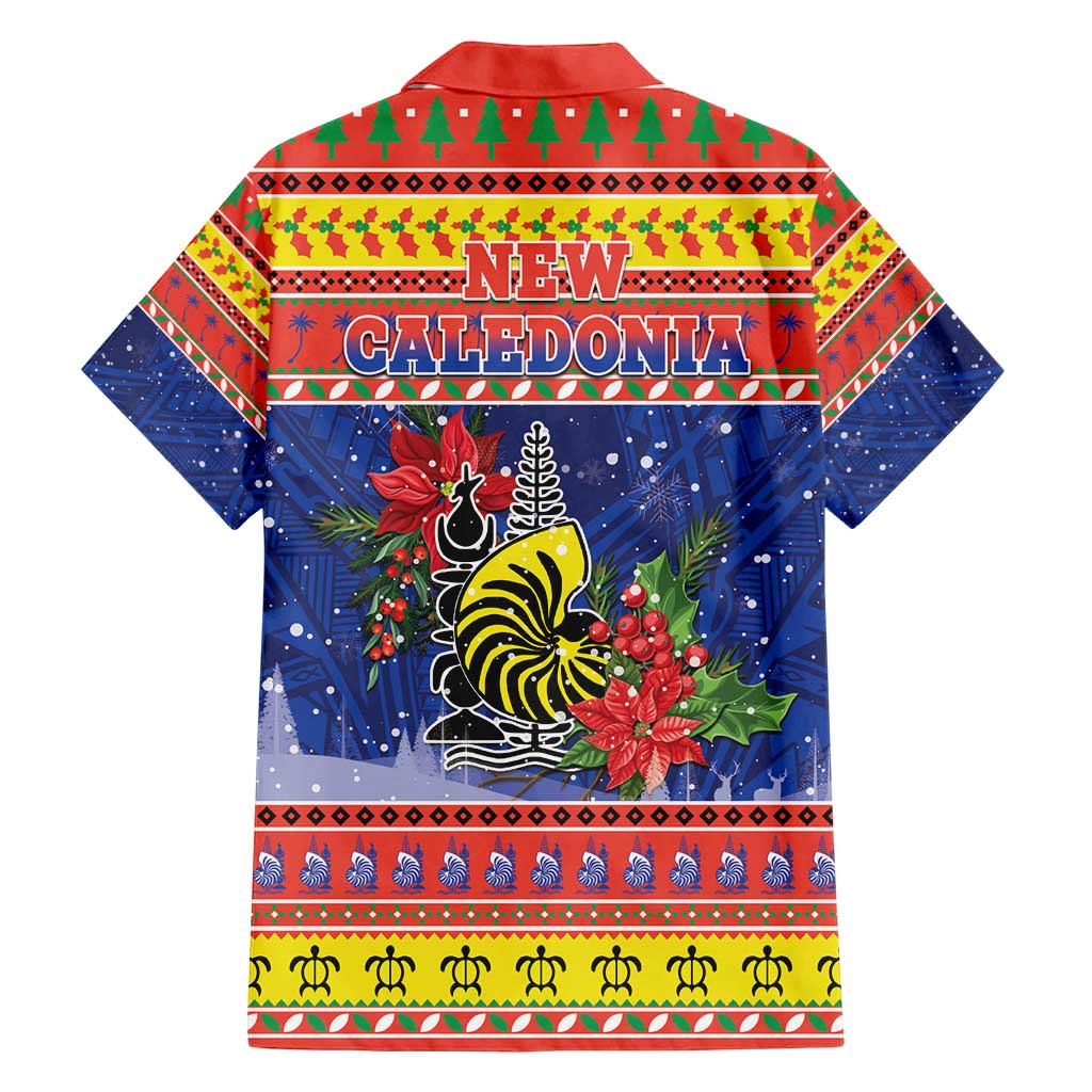 New Caledonia Christmas Family Matching Off Shoulder Short Dress and Hawaiian Shirt Kanaky Poinsettia Joyeux Noel LT05 - Polynesian Pride