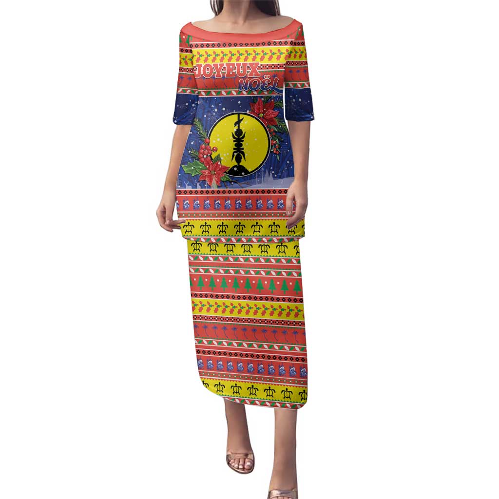 New Caledonia Christmas Family Matching Puletasi and Hawaiian Shirt Kanaky Poinsettia Joyeux Noel