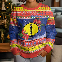 New Caledonia Christmas Kid Ugly Christmas Sweater Kanaky Poinsettia Joyeux Noel LT05 - Polynesian Pride