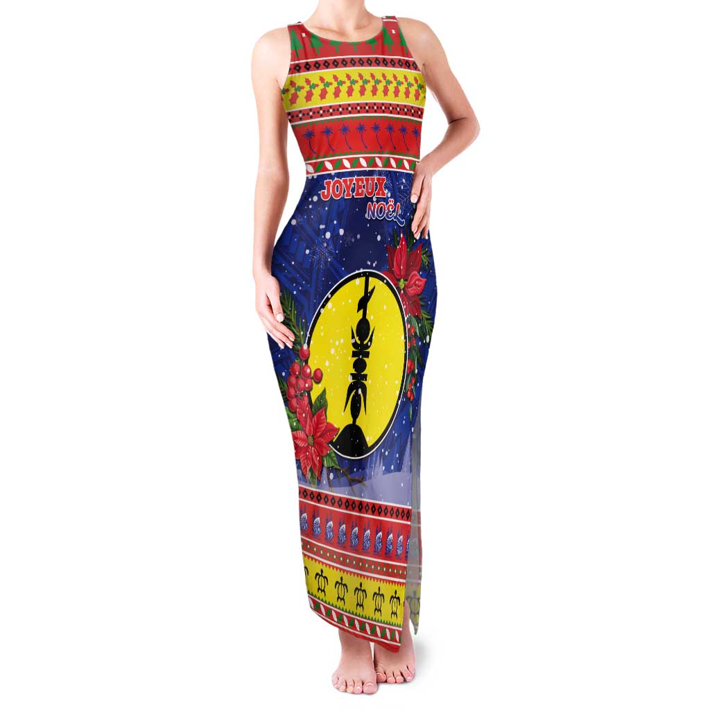 New Caledonia Christmas Tank Maxi Dress Kanaky Poinsettia Joyeux Noel