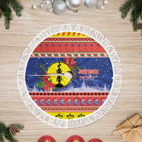 New Caledonia Christmas Tree Skirt Kanaky Poinsettia Joyeux Noel