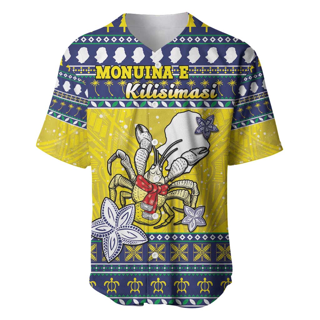 Niue The Rock Christmas Baseball Jersey Niuean Crab Monuina E Kilisimasi LT05 Blue - Polynesian Pride