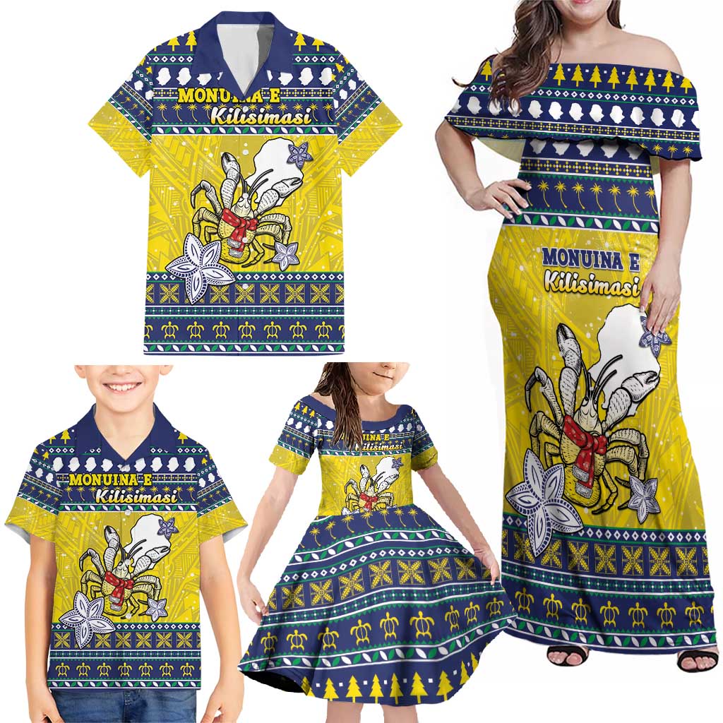 Niue The Rock Christmas Family Matching Off Shoulder Maxi Dress and Hawaiian Shirt Niuean Crab Monuina E Kilisimasi LT05 - Polynesian Pride