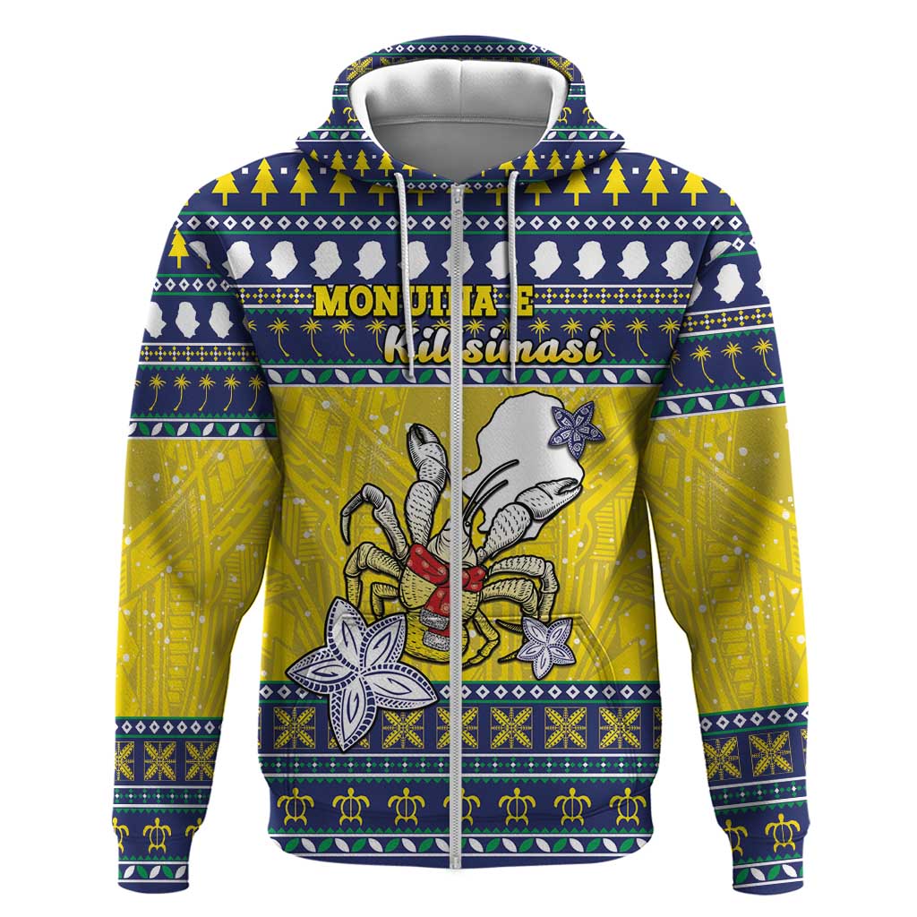 Niue The Rock Christmas Hoodie Niuean Crab Monuina E Kilisimasi LT05 Zip Hoodie Blue - Polynesian Pride