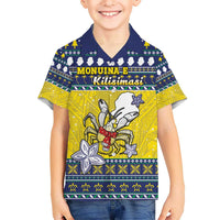 Niue The Rock Christmas Kid Hawaiian Shirt Niuean Crab Monuina E Kilisimasi LT05 Kid Blue - Polynesian Pride