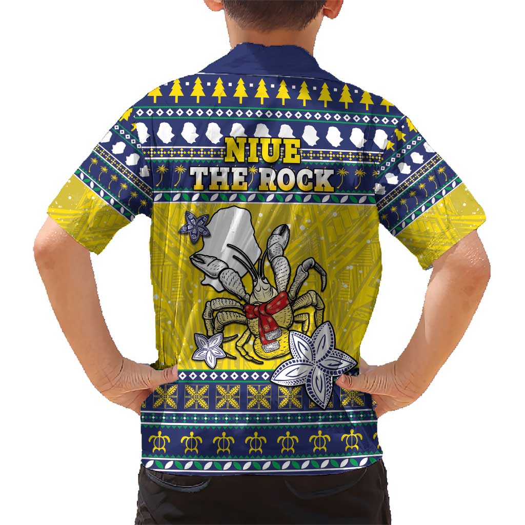Niue The Rock Christmas Kid Hawaiian Shirt Niuean Crab Monuina E Kilisimasi LT05 - Polynesian Pride