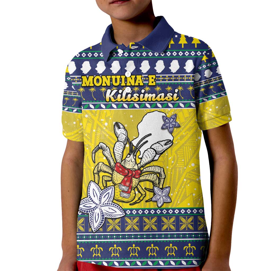 Niue The Rock Christmas Kid Polo Shirt Niuean Crab Monuina E Kilisimasi LT05 Kid Blue - Polynesian Pride