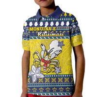 Niue The Rock Christmas Kid Polo Shirt Niuean Crab Monuina E Kilisimasi LT05 Kid Blue - Polynesian Pride