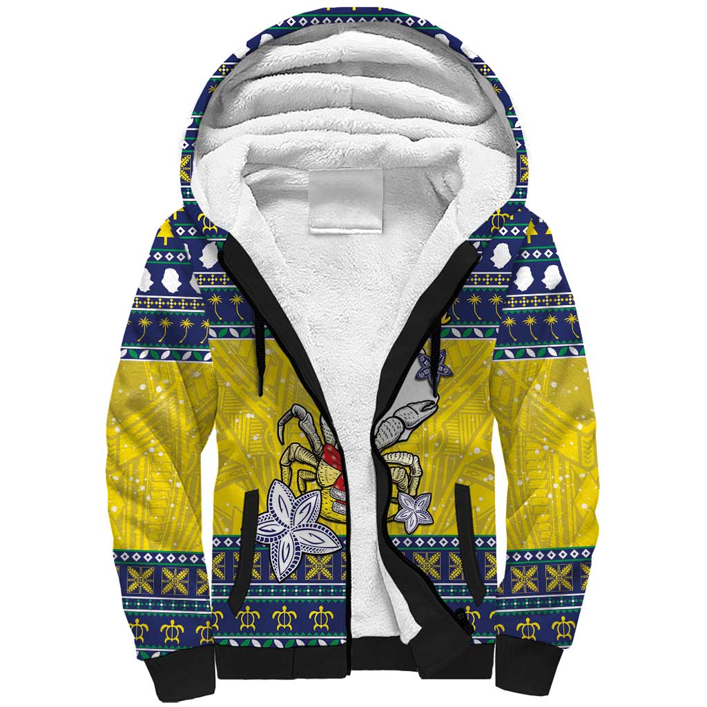 Niue The Rock Christmas Sherpa Hoodie Niuean Crab Monuina E Kilisimasi