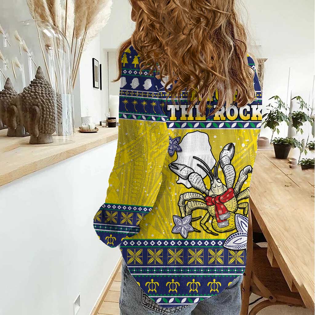 Niue The Rock Christmas Women Casual Shirt Niuean Crab Monuina E Kilisimasi LT05 - Polynesian Pride
