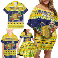 Tokelau Christmas Family Matching Off Shoulder Short Dress and Hawaiian Shirt Tokelauan Badge Manuia Te Kilihimahi LT05 - Polynesian Pride
