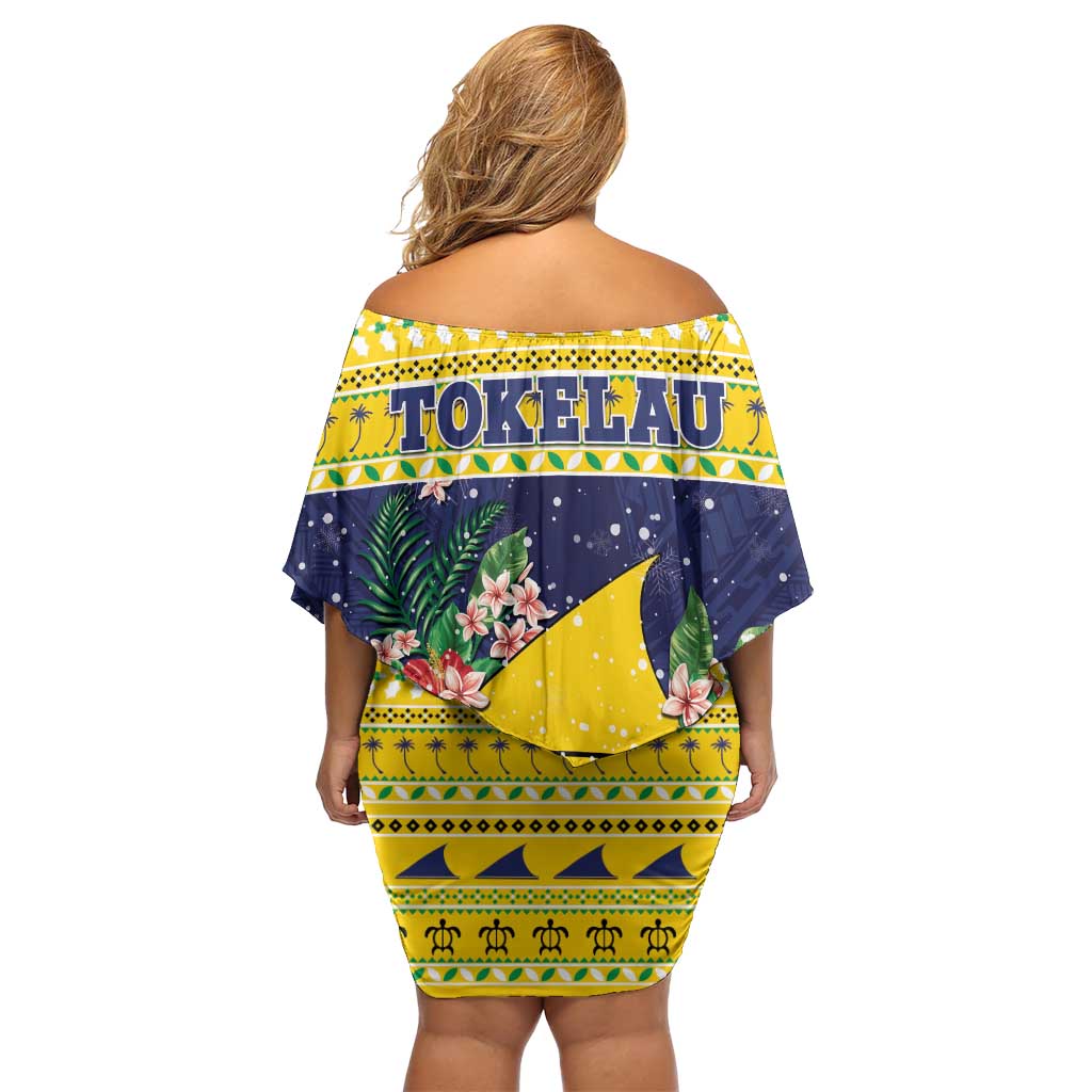 Tokelau Christmas Family Matching Off Shoulder Short Dress and Hawaiian Shirt Tokelauan Badge Manuia Te Kilihimahi LT05 - Polynesian Pride