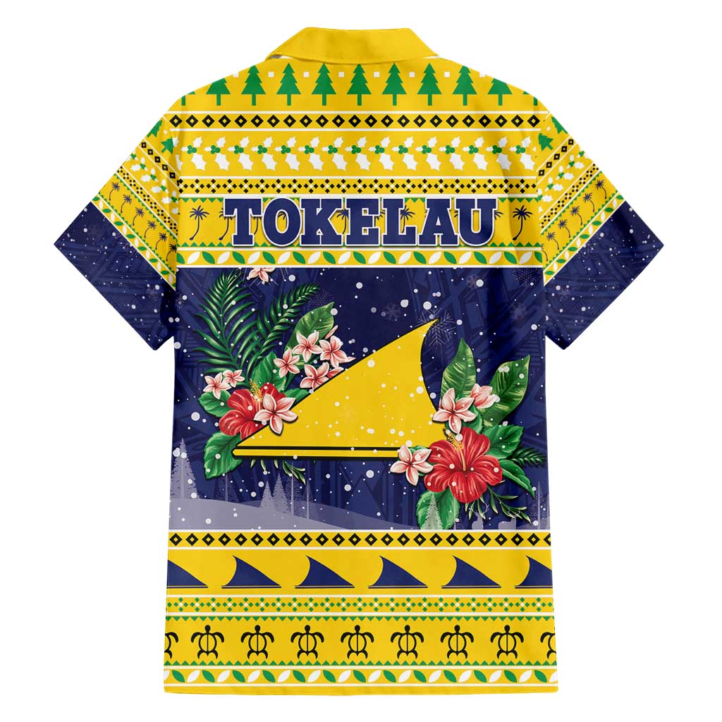 Tokelau Christmas Family Matching Short Sleeve Bodycon Dress and Hawaiian Shirt Tokelauan Badge Manuia Te Kilihimahi