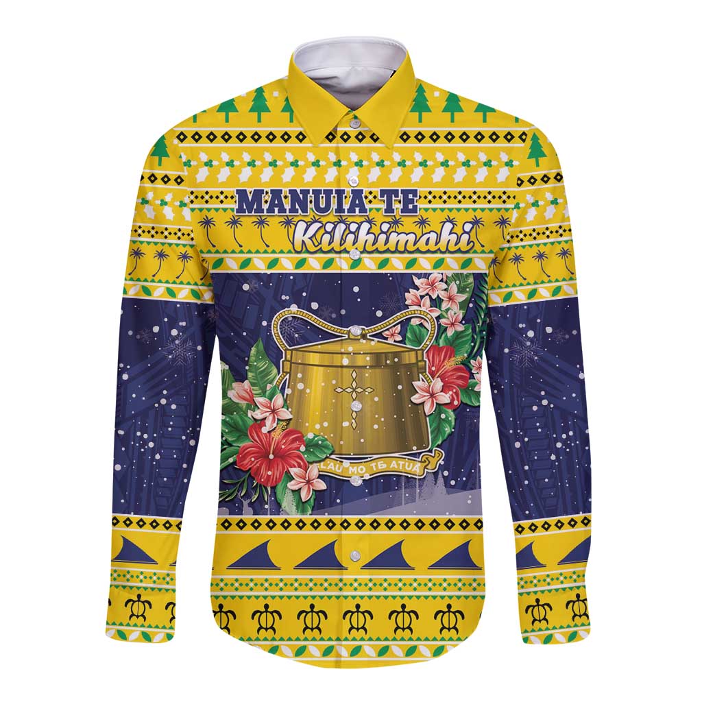 Tokelau Christmas Long Sleeve Button Shirt Tokelauan Badge Manuia Te Kilihimahi LT05 Unisex Yellow - Polynesian Pride