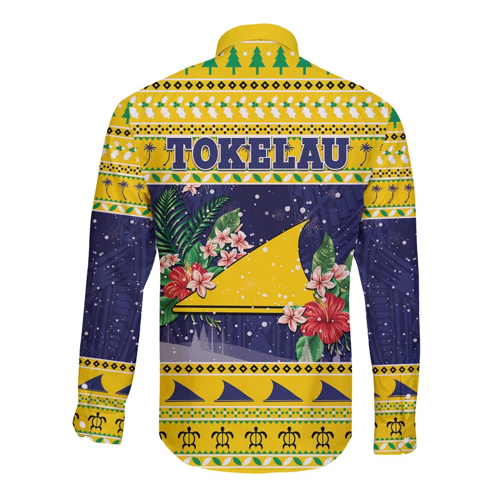 Tokelau Christmas Long Sleeve Button Shirt Tokelauan Badge Manuia Te Kilihimahi LT05 - Polynesian Pride