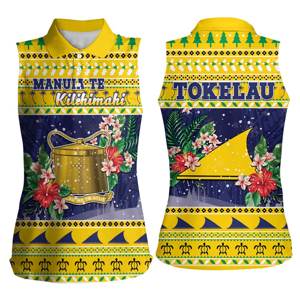 Tokelau Christmas Women Sleeveless Polo Shirt Tokelauan Badge Manuia Te Kilihimahi