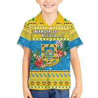 Tuvalu Christmas Family Matching Off Shoulder Maxi Dress and Hawaiian Shirt Coat Of Arms Manuia Te Kilisimasi LT05 Son's Shirt Yellow - Polynesian Pride