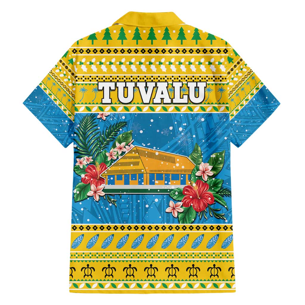 Tuvalu Christmas Family Matching Off Shoulder Short Dress and Hawaiian Shirt Coat Of Arms Manuia Te Kilisimasi LT05 - Polynesian Pride