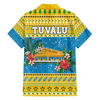 Tuvalu Christmas Family Matching Off Shoulder Short Dress and Hawaiian Shirt Coat Of Arms Manuia Te Kilisimasi LT05 - Polynesian Pride