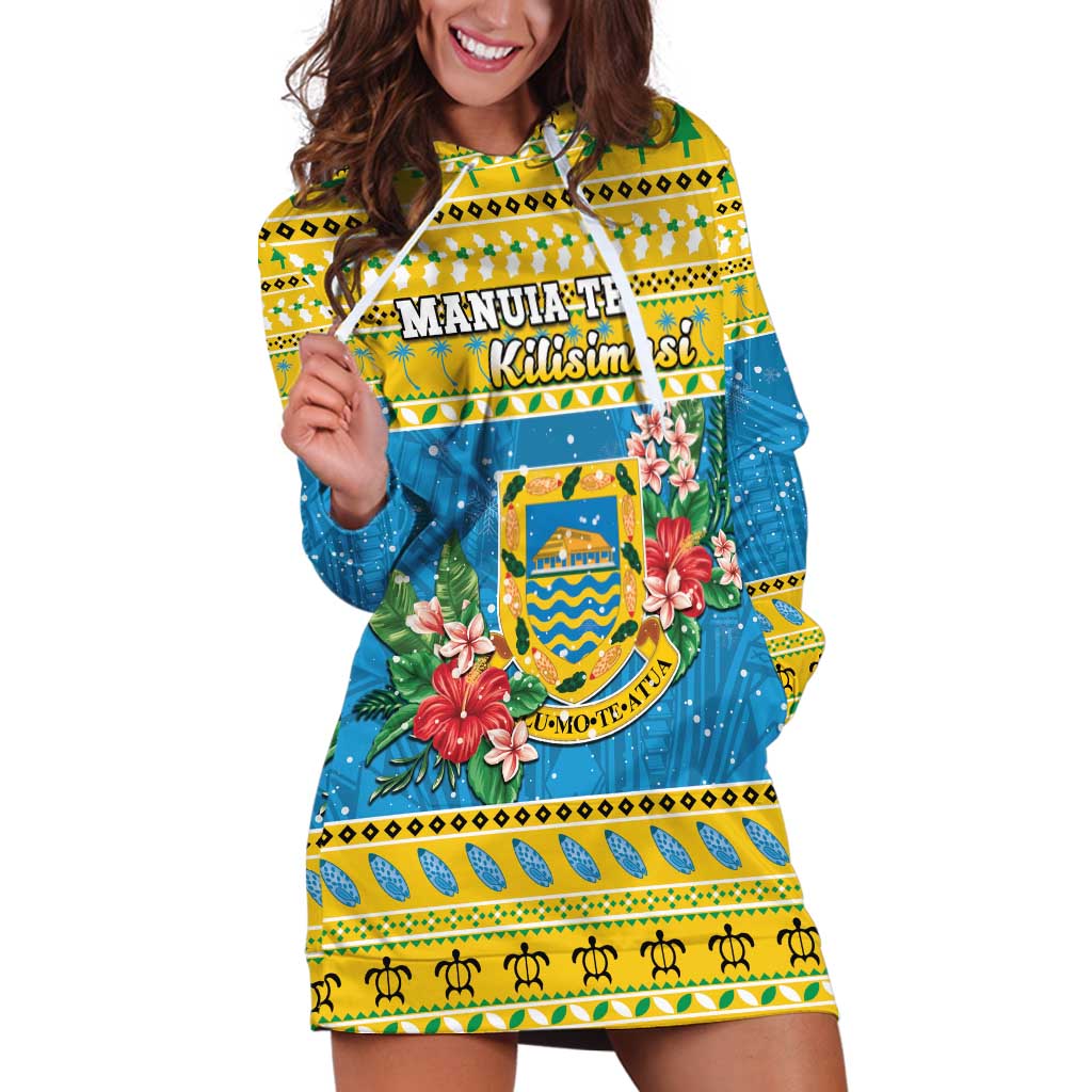 Tuvalu Christmas Hoodie Dress Coat Of Arms Manuia Te Kilisimasi