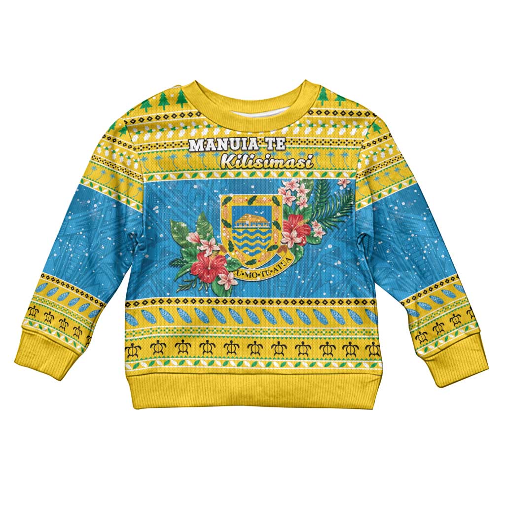 Tuvalu Christmas Kid Ugly Christmas Sweater Coat Of Arms Manuia Te Kilisimasi