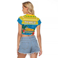 Tuvalu Christmas Raglan Cropped T Shirt Coat Of Arms Manuia Te Kilisimasi