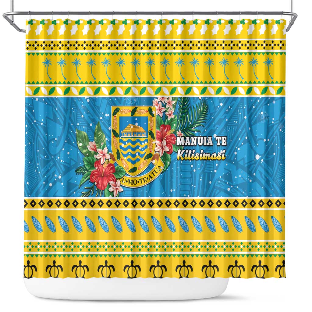 Tuvalu Christmas Shower Curtain Coat Of Arms Manuia Te Kilisimasi