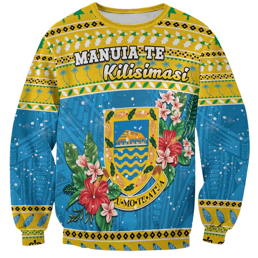 Tuvalu Christmas Sweatshirt Coat Of Arms Manuia Te Kilisimasi