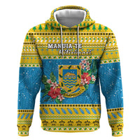 Tuvalu Christmas Zip Hoodie Coat Of Arms Manuia Te Kilisimasi