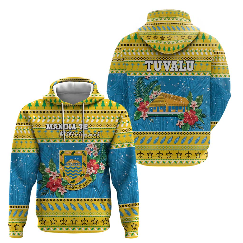 Tuvalu Christmas Zip Hoodie Coat Of Arms Manuia Te Kilisimasi