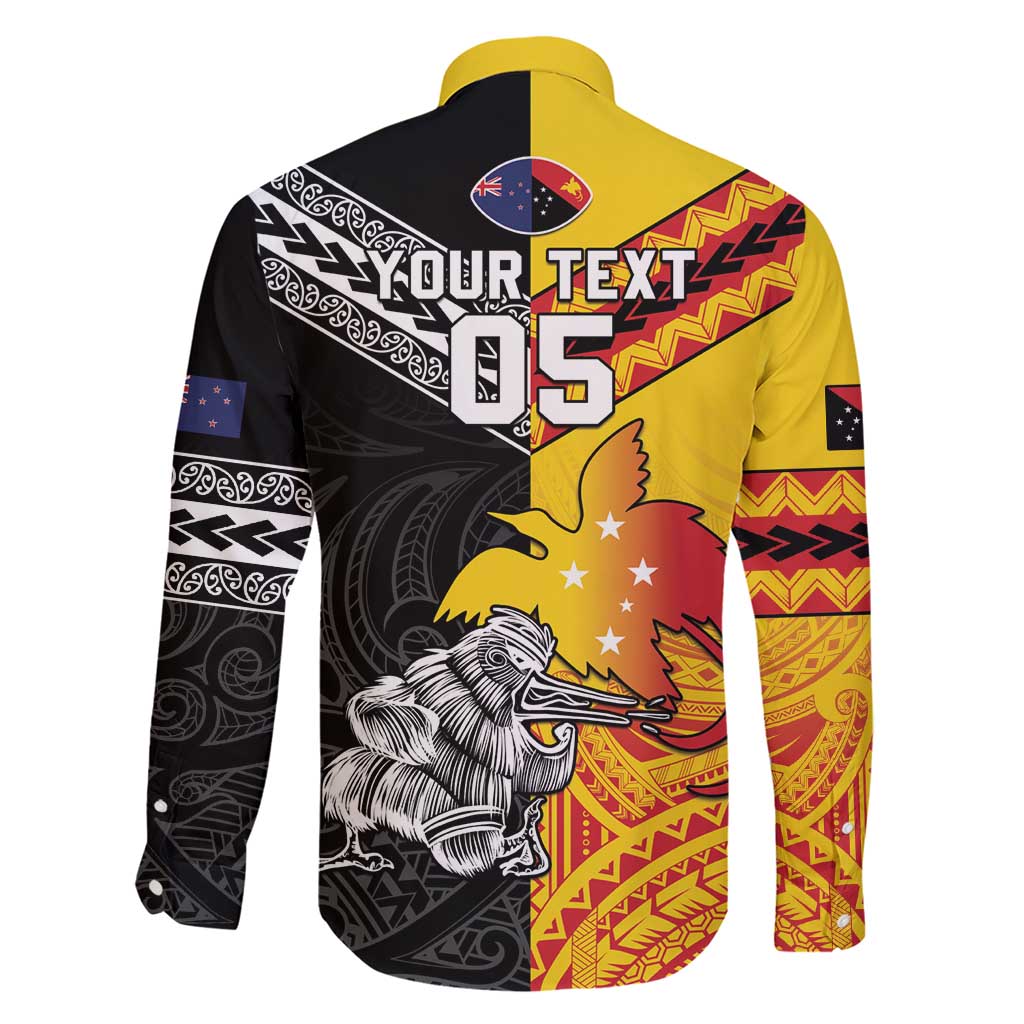 New Zealand And Papua New Guinea Rugby Custom Family Matching Short Sleeve Bodycon Dress and Hawaiian Shirt Maori Kiwi With Bird of Paradise