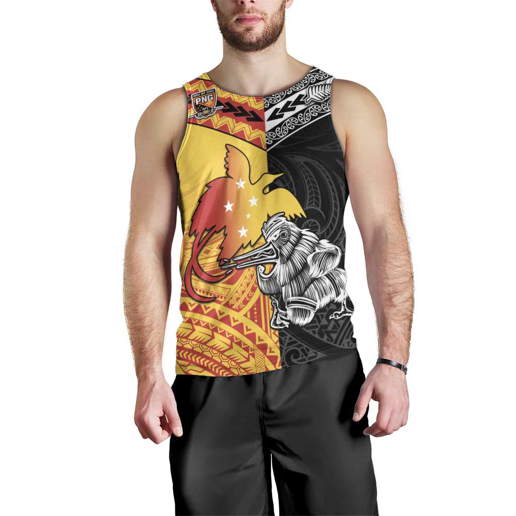 New Zealand And Papua New Guinea Rugby Custom Men Tank Top Maori Kiwi With Bird of Paradise