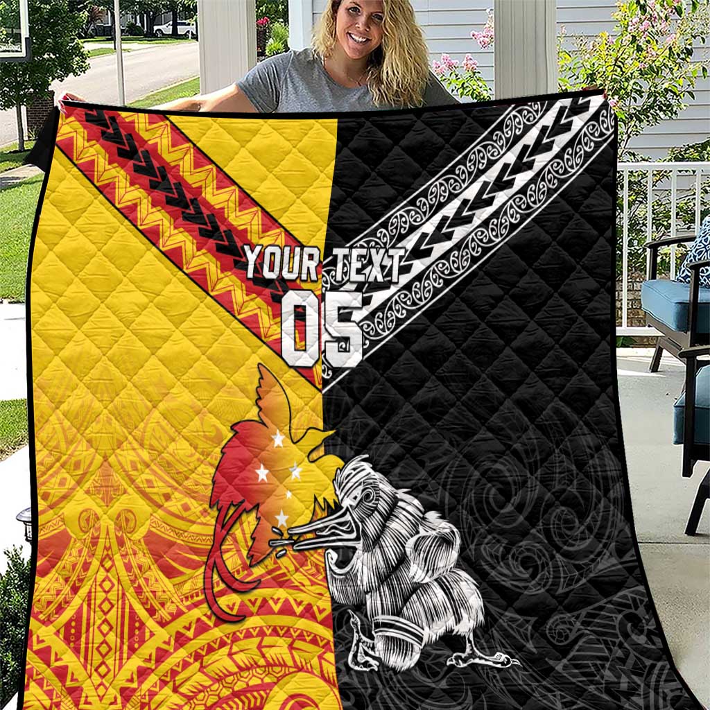 New Zealand And Papua New Guinea Rugby Custom Quilt Maori Kiwi With Bird of Paradise