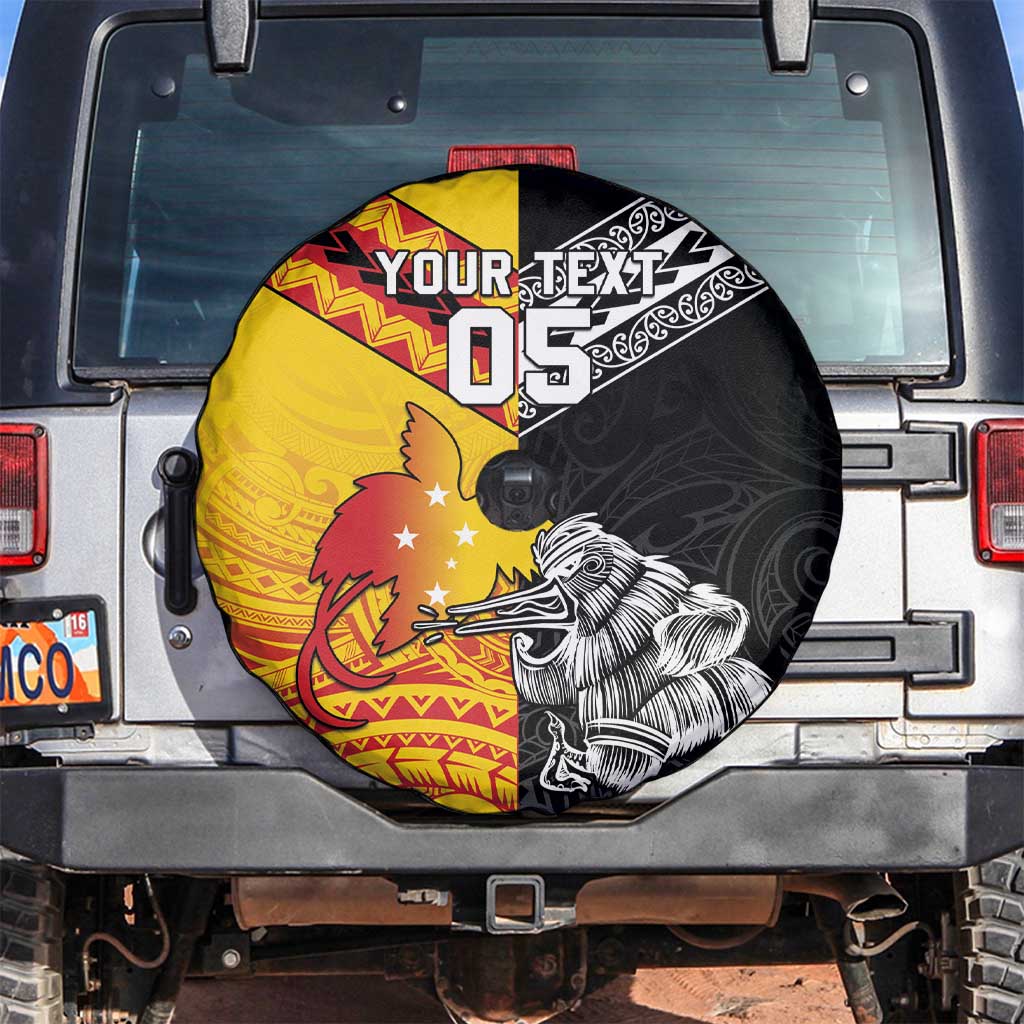 New Zealand And Papua New Guinea Rugby Custom Spare Tire Cover Maori Kiwi With Bird of Paradise