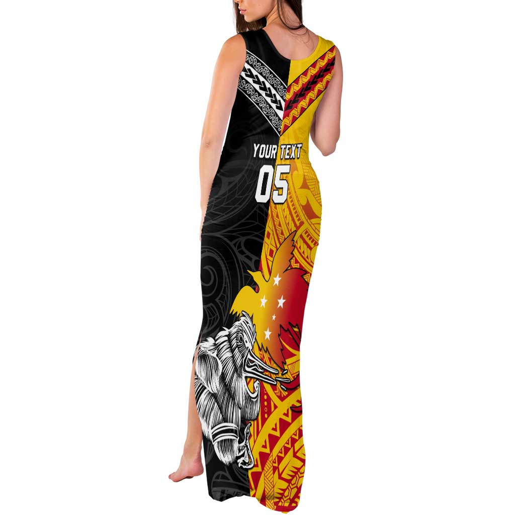 New Zealand And Papua New Guinea Rugby Custom Tank Maxi Dress Maori Kiwi With Bird of Paradise