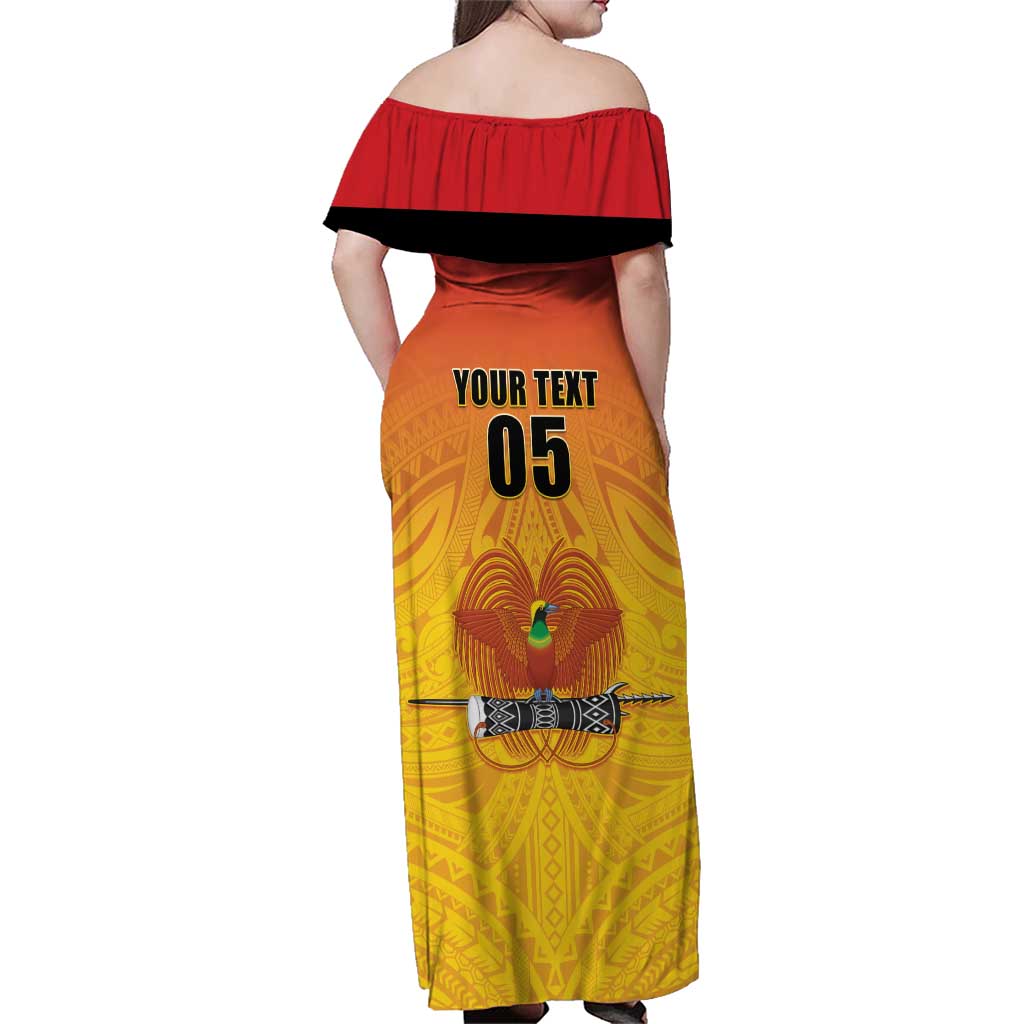 Papua New Guinea Rugby Custom Family Matching Off Shoulder Maxi Dress and Hawaiian Shirt Go Orchids Pacific Champions