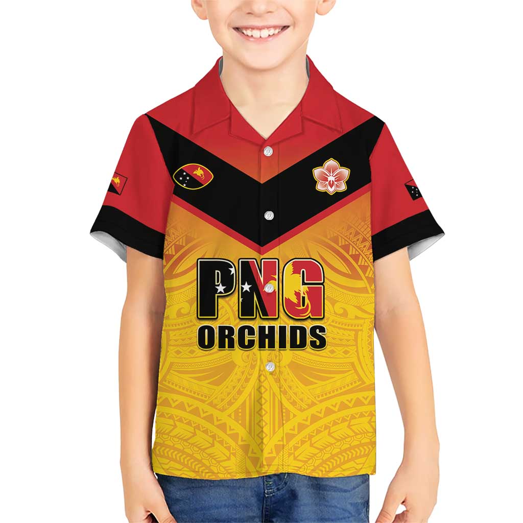 Papua New Guinea Rugby Custom Kid Hawaiian Shirt Go Orchids Pacific Champions